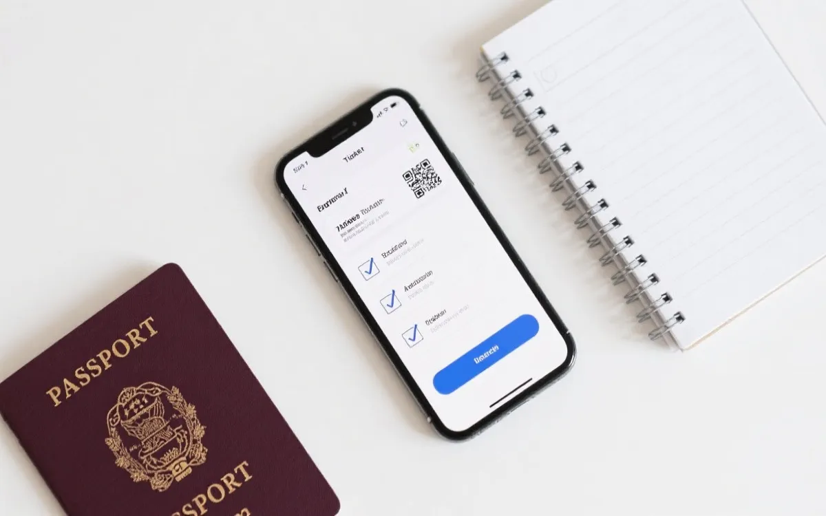赛前检查清单与手机电子票的平铺构图